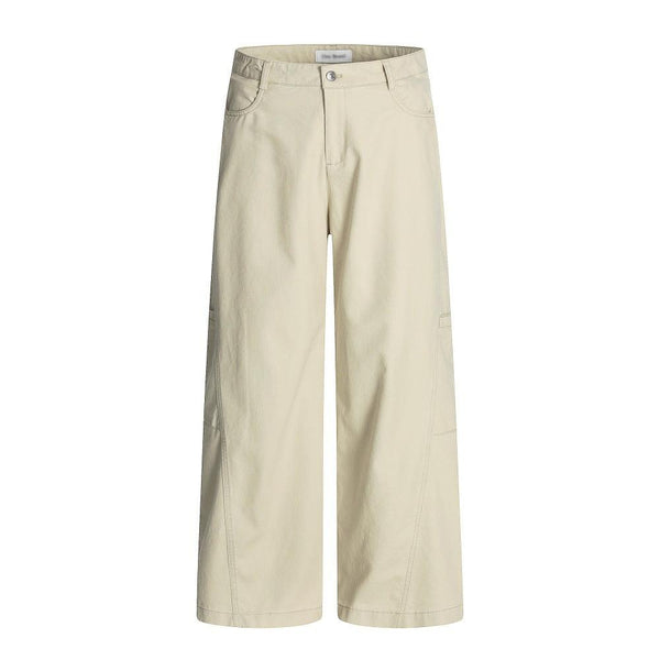 Design Sense Multi-Pocket Workwear Casual Trousers Men's Solid Color Loose Wide-Leg Straight Leg Long Pants Vibe Trendy Retro Versatile