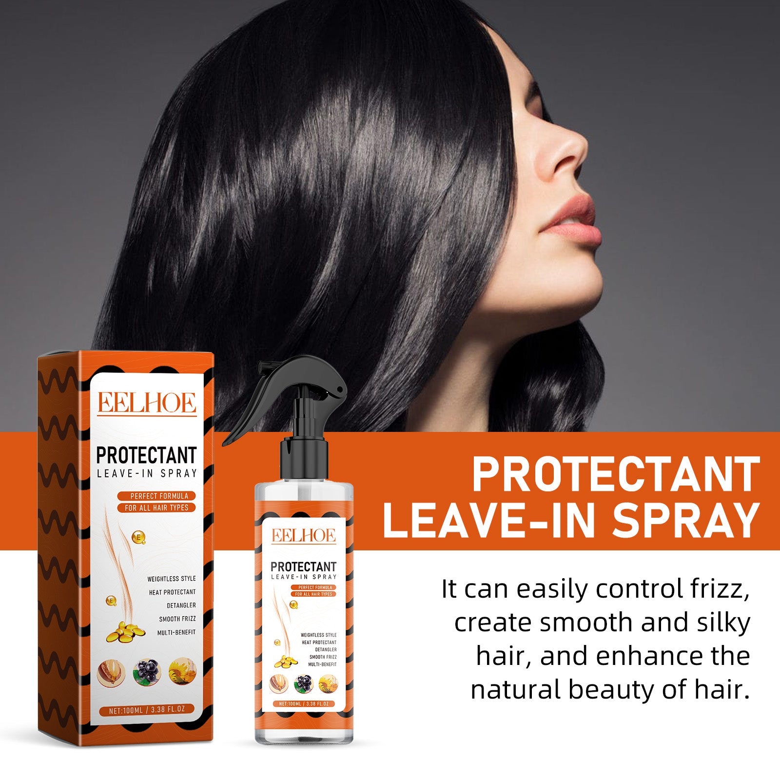 Protectant Leave-In Spray, Repair Bifurcated Dry Hair And Frizzy Hair Damaged Moisturize Hair And Smooth Hair