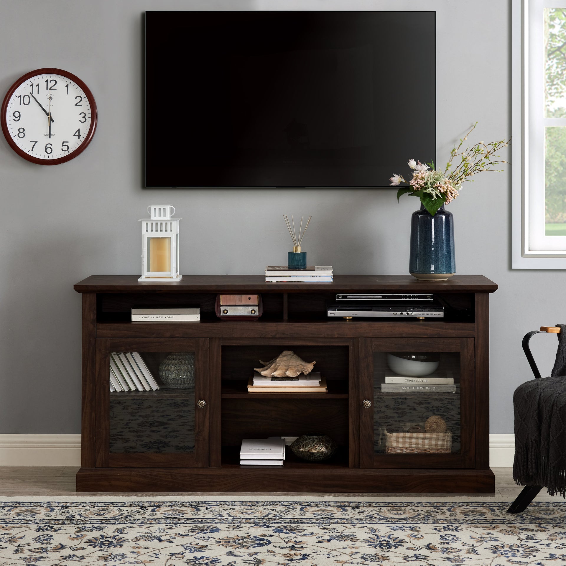Contemporary TV Media Stand Modern Entertainment Console Brown