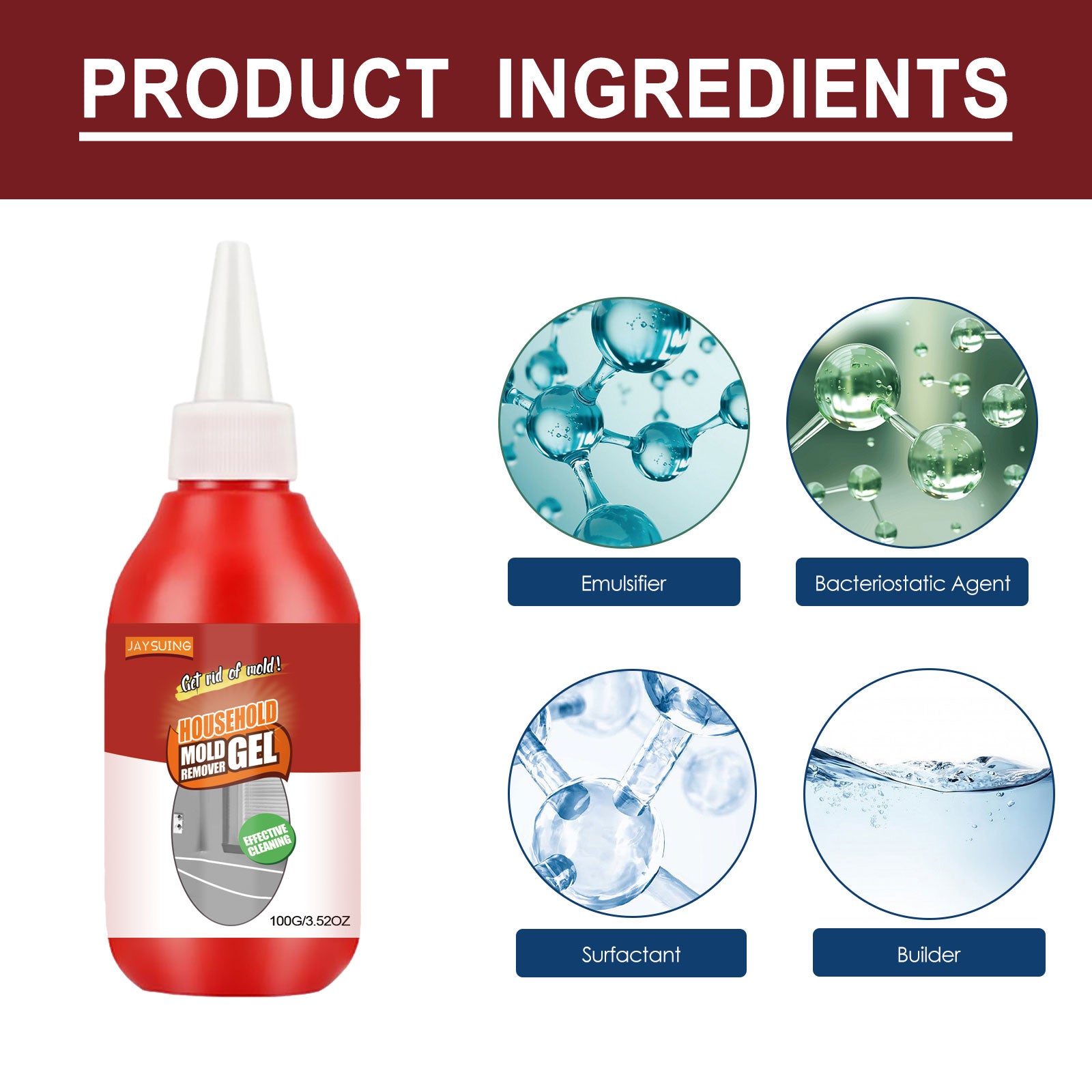 Mildew Remover Gel, Powerful Mildew Remover For Household Bathroom Wall Tile Floor Stain Cleaner