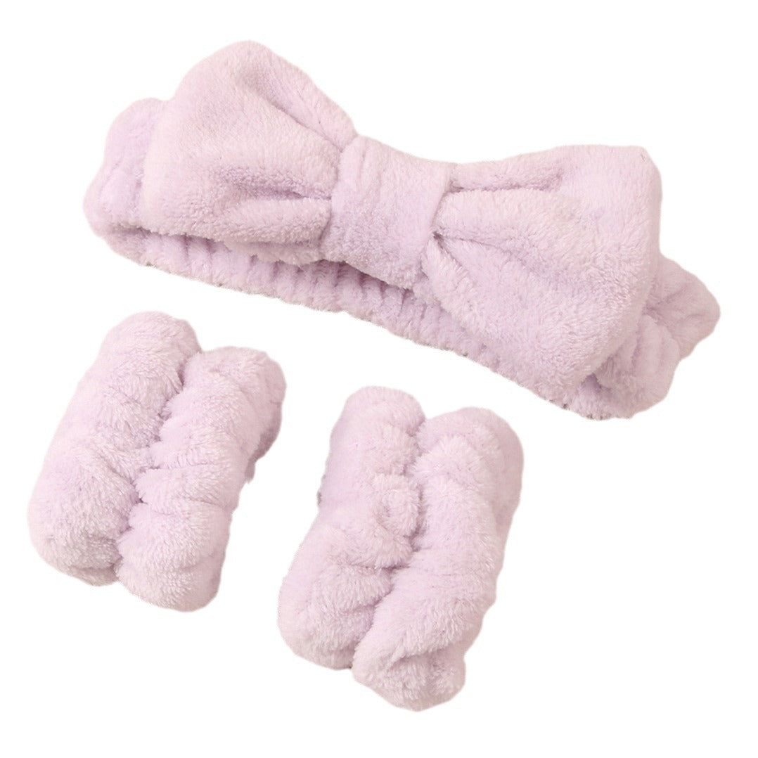 Wash face headband waterproof wrist strap set butterfly bow simple headband wrist 3-piece set