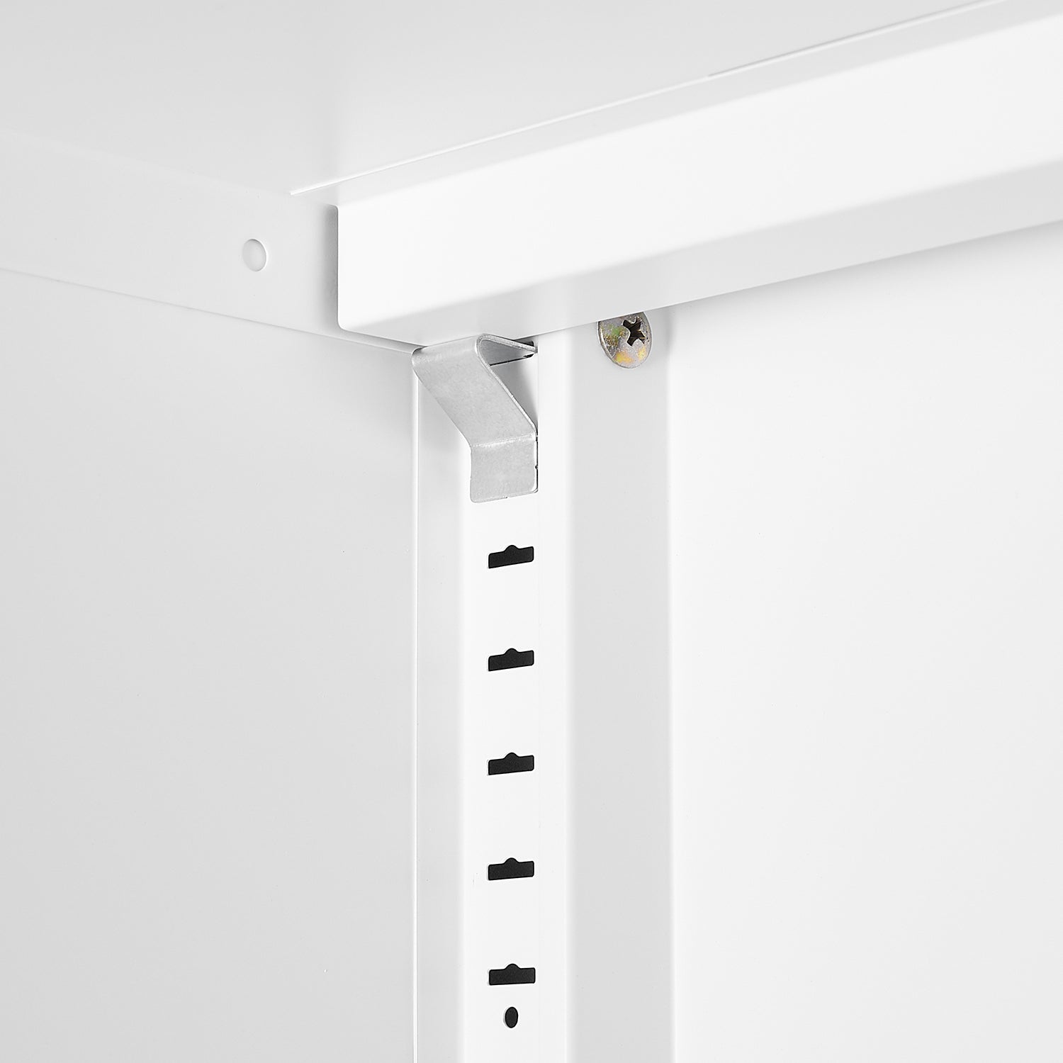 Steel storage cabinet, double door miscellaneous storage cabinet, 2 movable partitions white