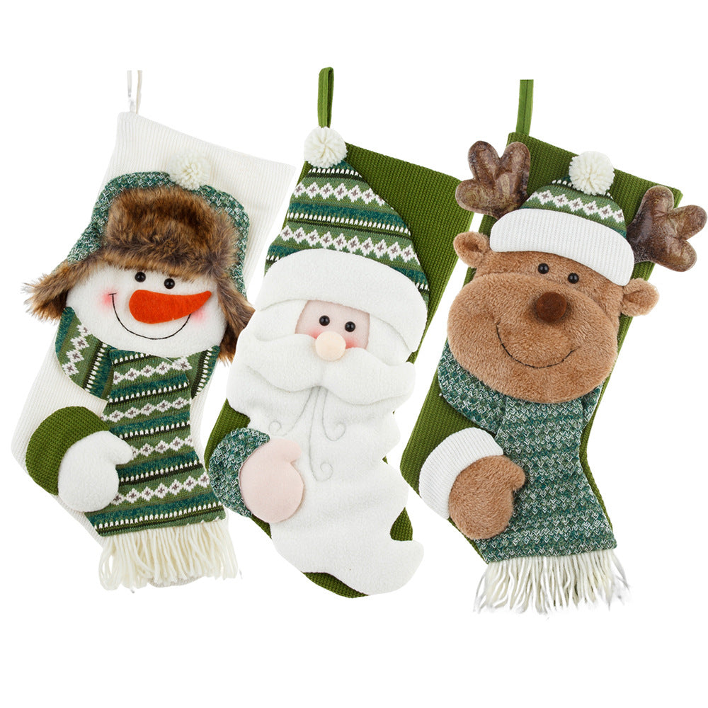 Christmas decorations, hanging decorations, candy socks, gift socks, Christmas gifts, green Christmas socks