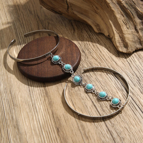 Bohemian style geometric metal arm ring Leg Chain minimalist imitation turquoise arm chain