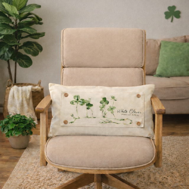 PANEL ONLY: RECTANGLE Botanical Shamrock St. Patrick's Farm Spring, Summer; WHITE CLOVER