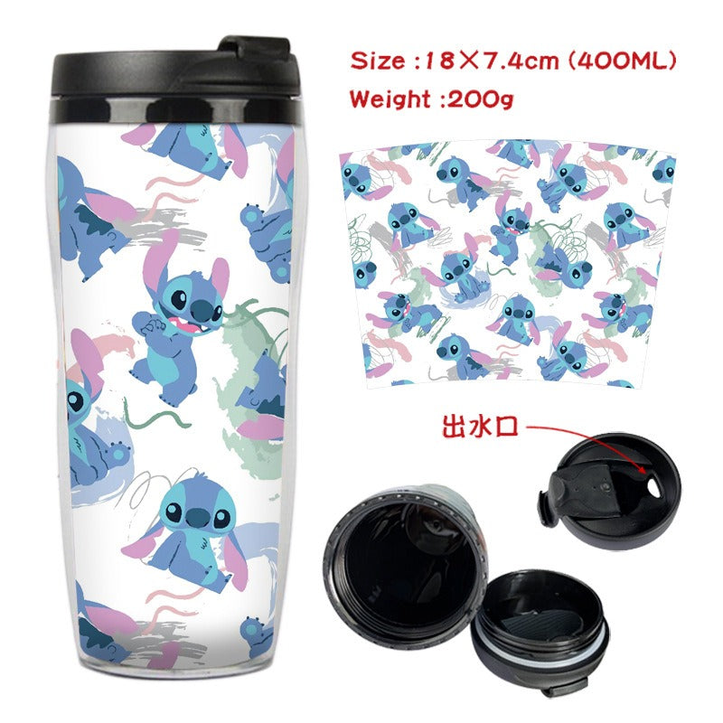 Stitch Stitch animation peripheral double-layer insulated plastic cup two-dimensional cartoon tea cup cold water kettle water cup