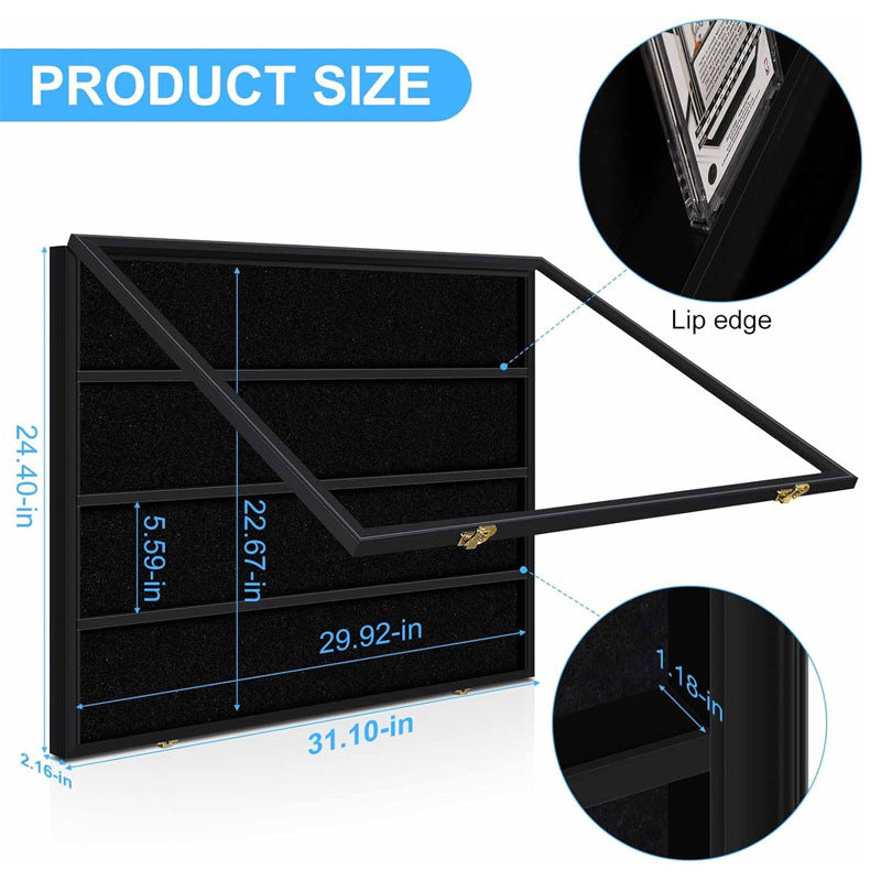 Large Sports Card Display Cases. Wooden, UV - protected acrylic fronts. For football, basketball, hockey cards.