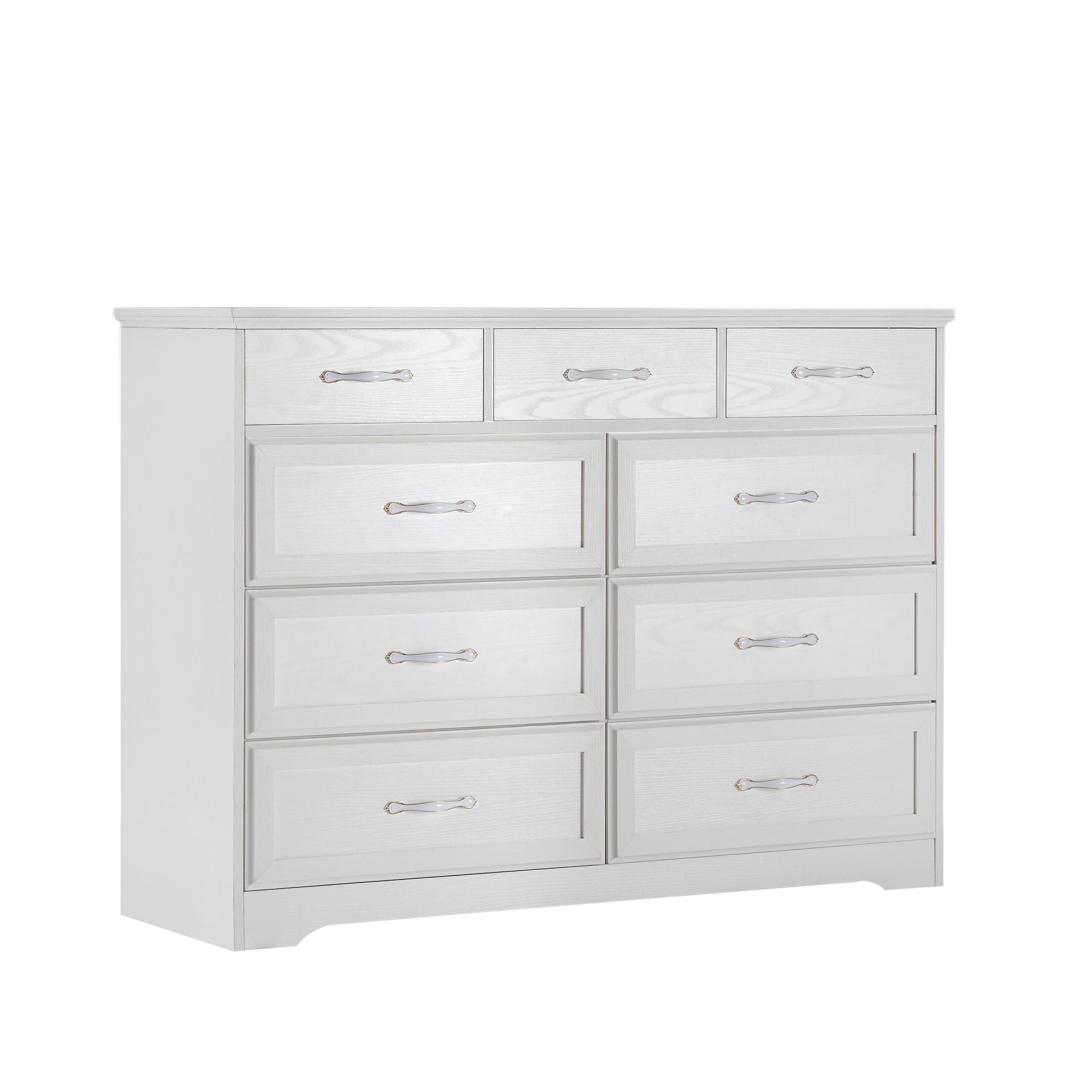 Bedroom dresser 9 drawer long dresser with antique handles wood chest of drawers for kids room 47.56''W x 15.75''D x 34.45''H