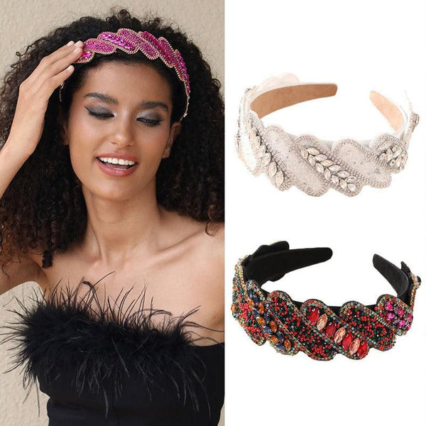 Fashionable Mizhu Water Diamond Baroque Hair Hoop