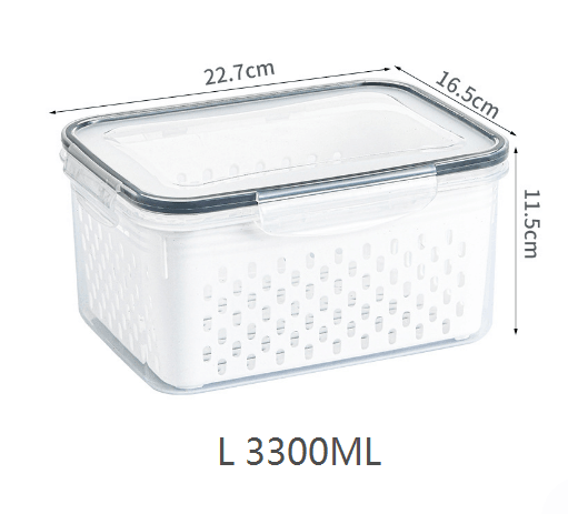 Kitchen food sealed preservation box fruit and vegetable drainage plastic storage box with lid