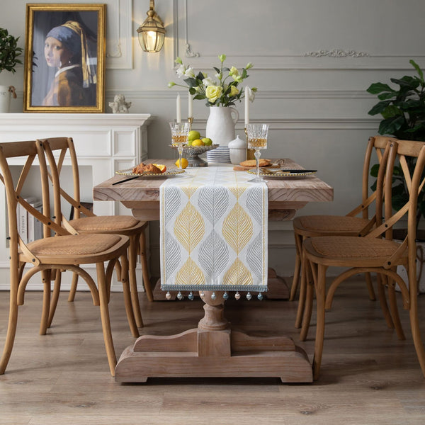 Jacquard table flag small fish green contrasting color dining table fabric holiday coffee table bed flag TV cabinet