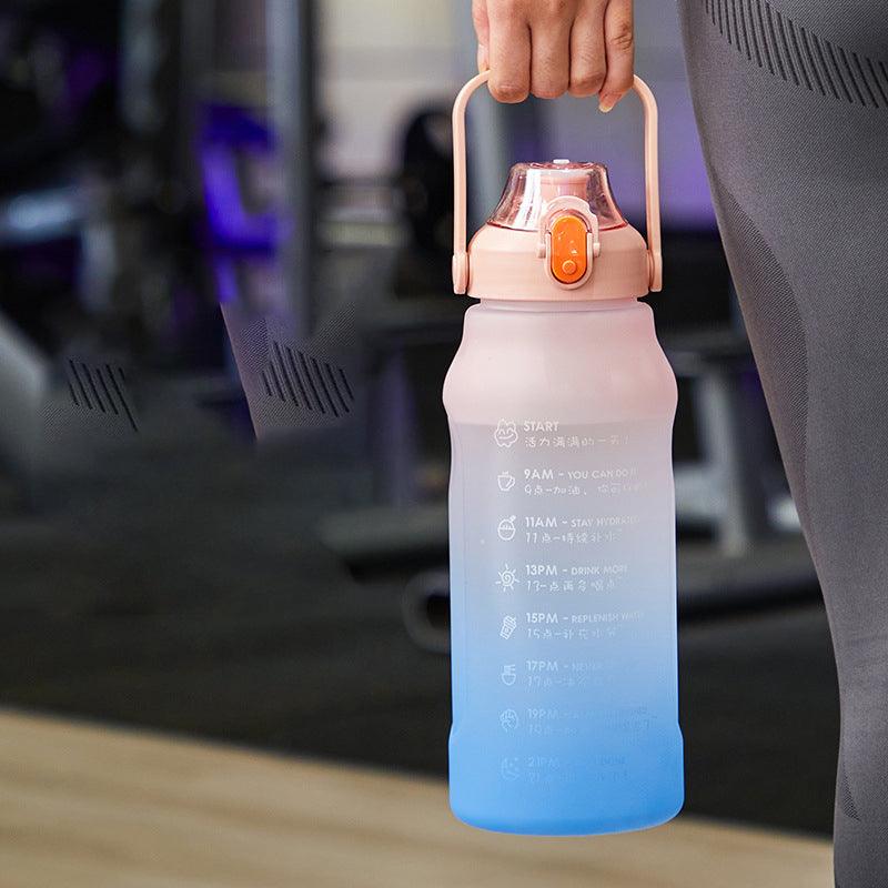 New Frosted Gradient Color Water Bottle Large Capacity Straw Travel Pot Color Sports Water Bottle Outdoor Fitness Cup