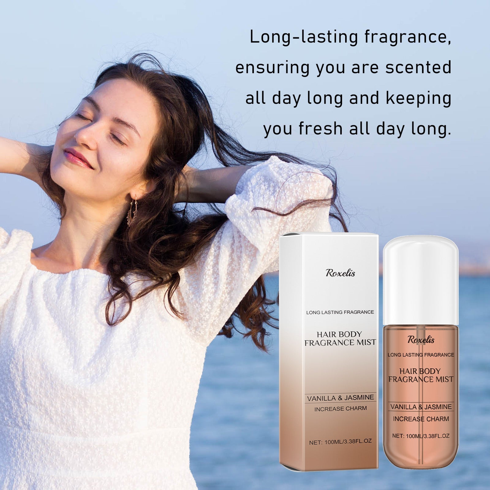 Vanilla Jasmine Fragrance Spray, Behind The Ears Neck Wrist Natural Fresh Fragrance Long-Lasting Fragrance