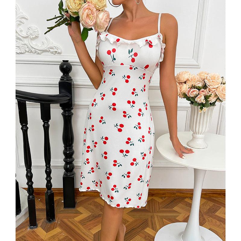Sexy lingerie, sexy women's suspender, cherry heart printed home cloth Gifts for You 'n Me Sexy lingerie, sexy women's suspender, cherry heart printed home cloth Gifts for You 'n Me