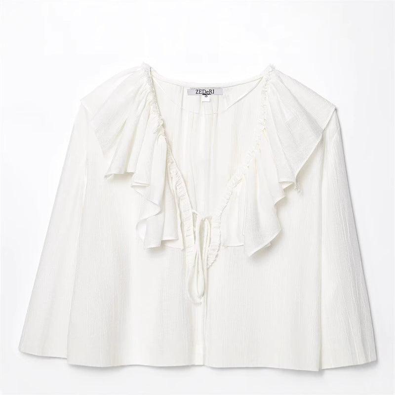 Style Women's Fashion Casual Long Sleeve Layered Decorative Shirt