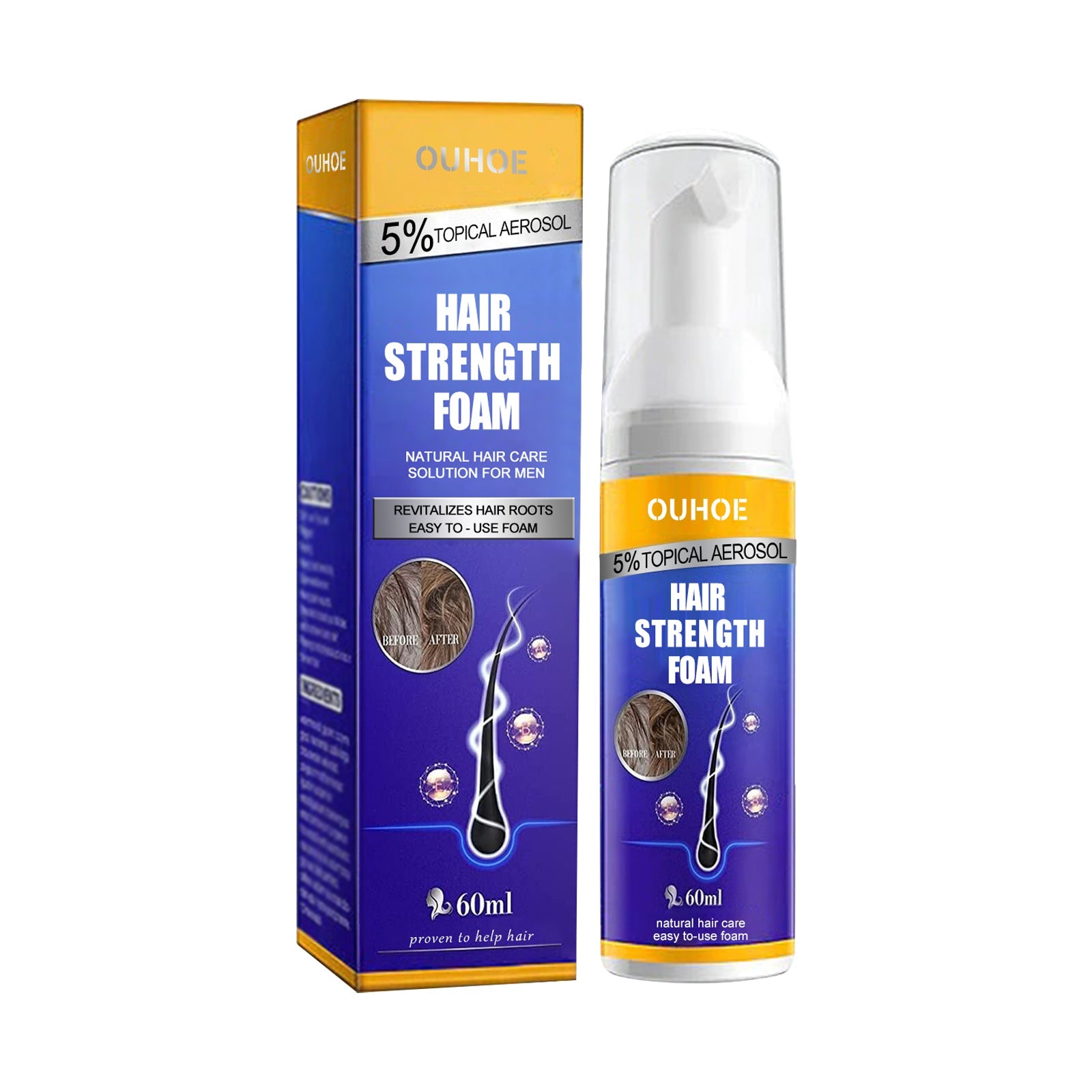 Men's Dense Hair Foam Mousse, Clean Repair Hair Root, Dense And Moisturizing Hair Mousse