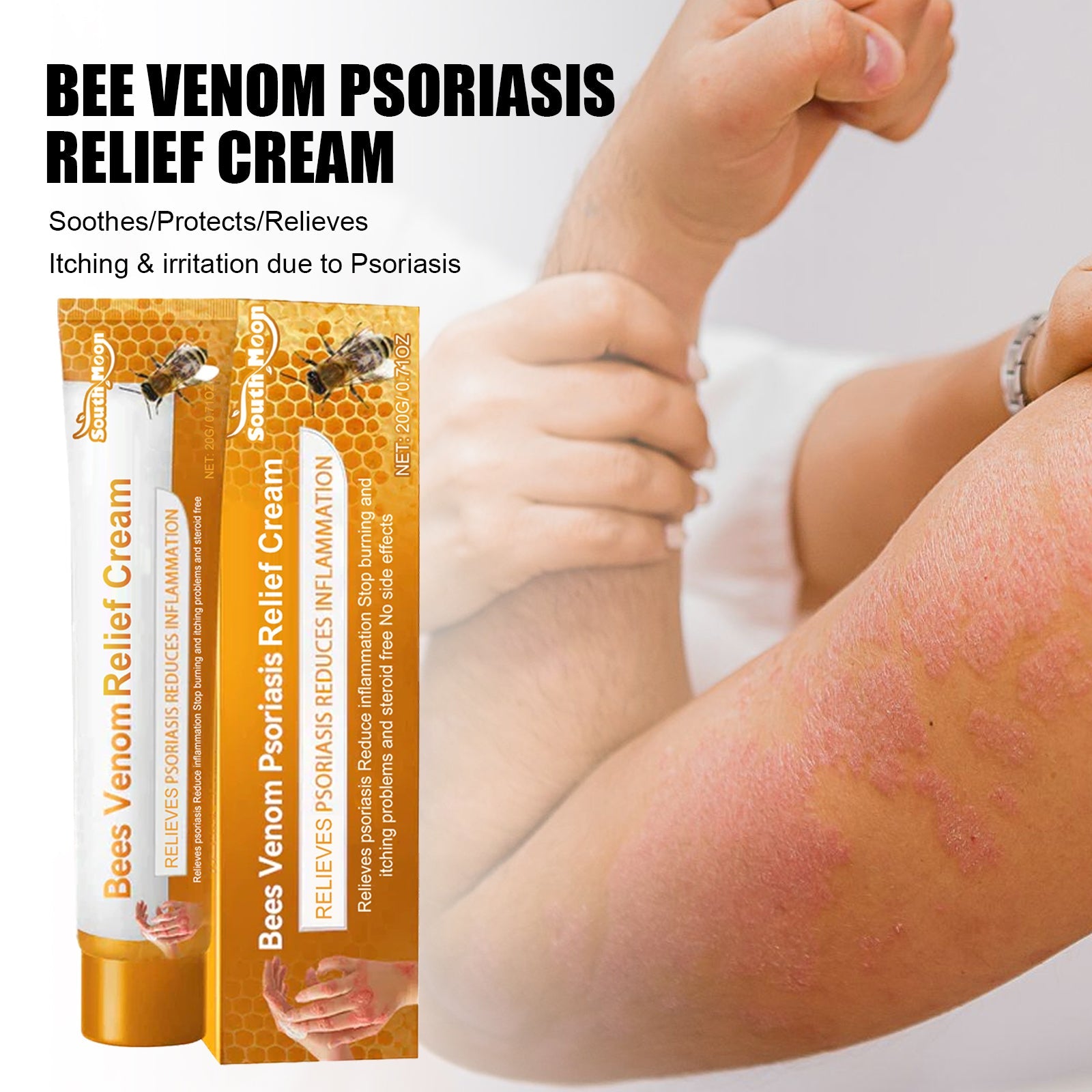 Bee Venom Psoriasis Relief Cream, Skin Relief Itching Relieve Redness Hand And Foot Moss Skin Moss Repair Cream