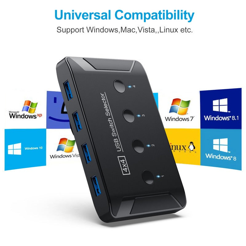 USB 3.0 multi interface four in four out hub printer sharer multi computer shared switch