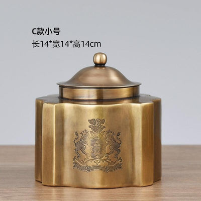 Brass vintage storage box, coffee can, chocolate candy can, tea can, decorative tabletop ornament
