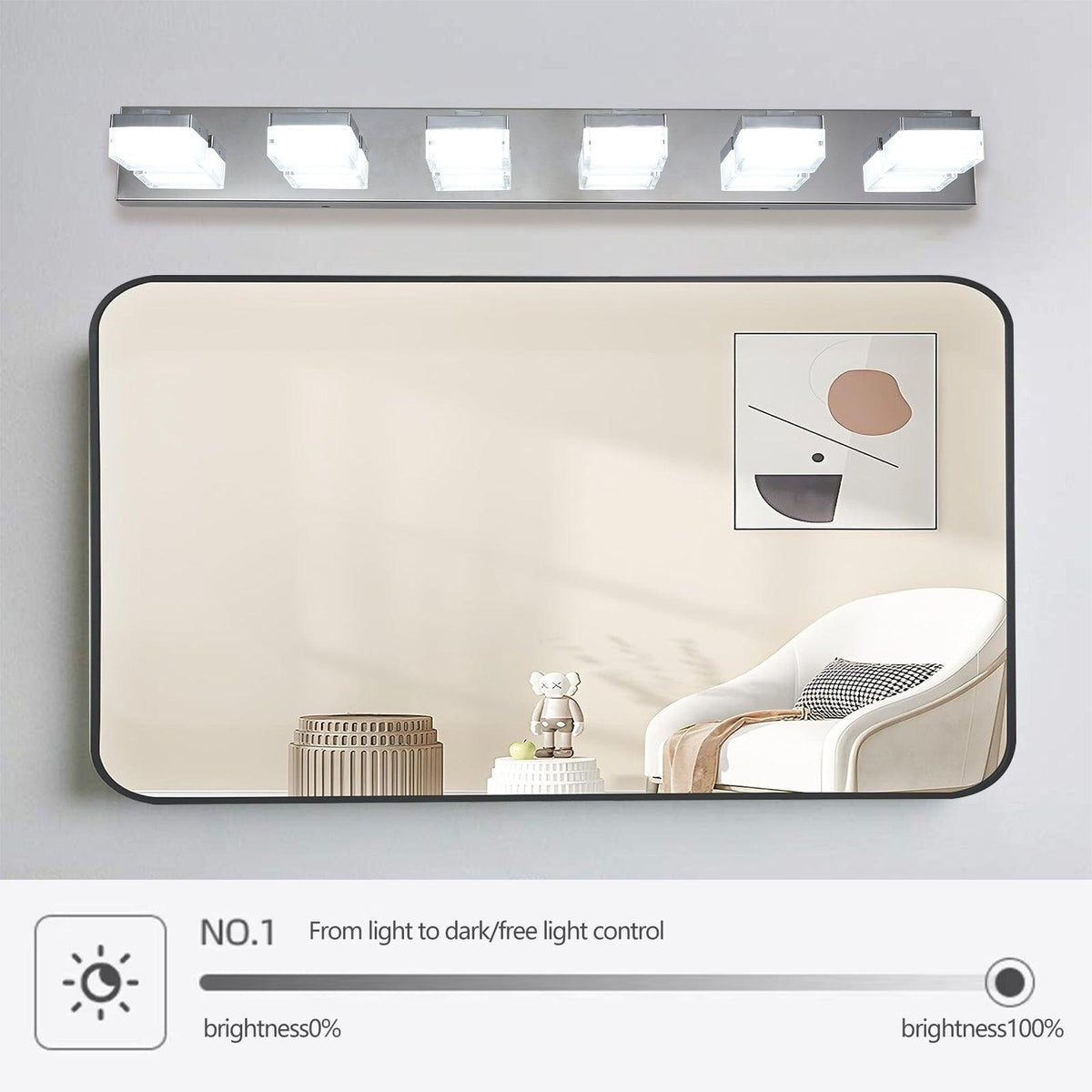 Modern 6-Light Chrome LED Vanity Mirror Light Fixture For Bathrooms And Makeup Tables