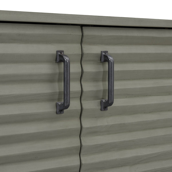 TREXM side panel with 4-door large storage buffet, adjustable shelves and metal handles (antique gray)