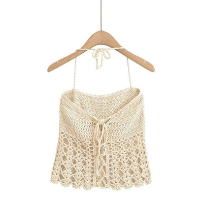Fashionable and Sexy Hollow-out Short Crochet Strapless Top for Women