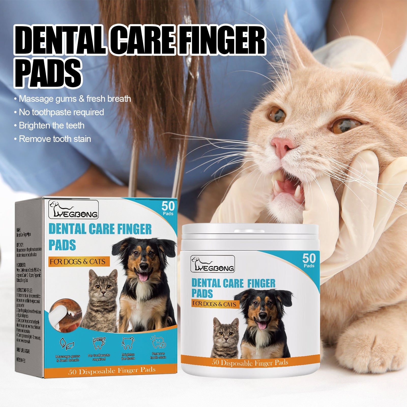 Dog Cat Tooth Cleaning Finger Set, Pet Breath Fresh Remove Tartar Stones Teeth Clean Finger Set