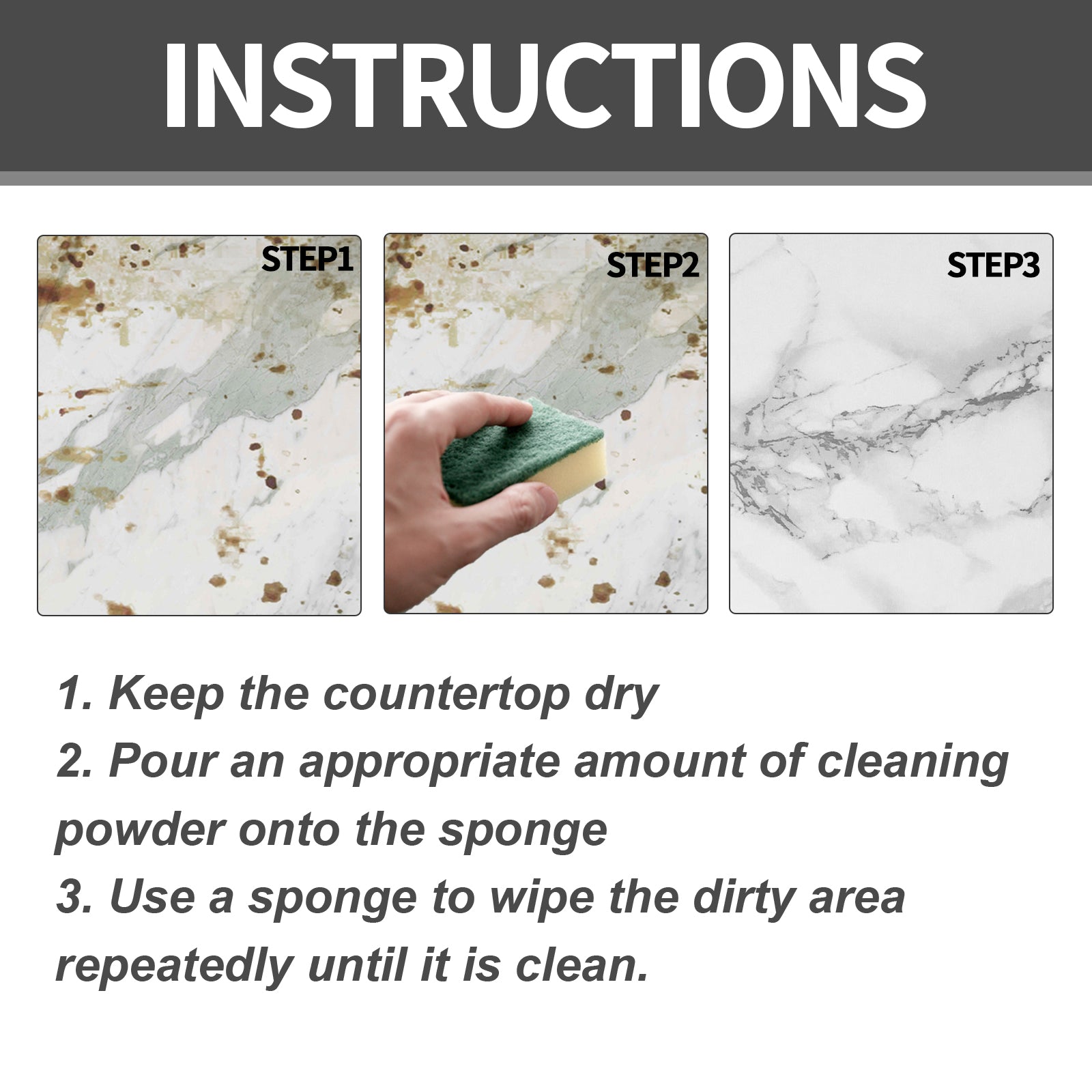 Stone Cleaning Powder, Household Kitchen Countertop Marble Tile Stain Cleaning Decontaminating Polishing Powder