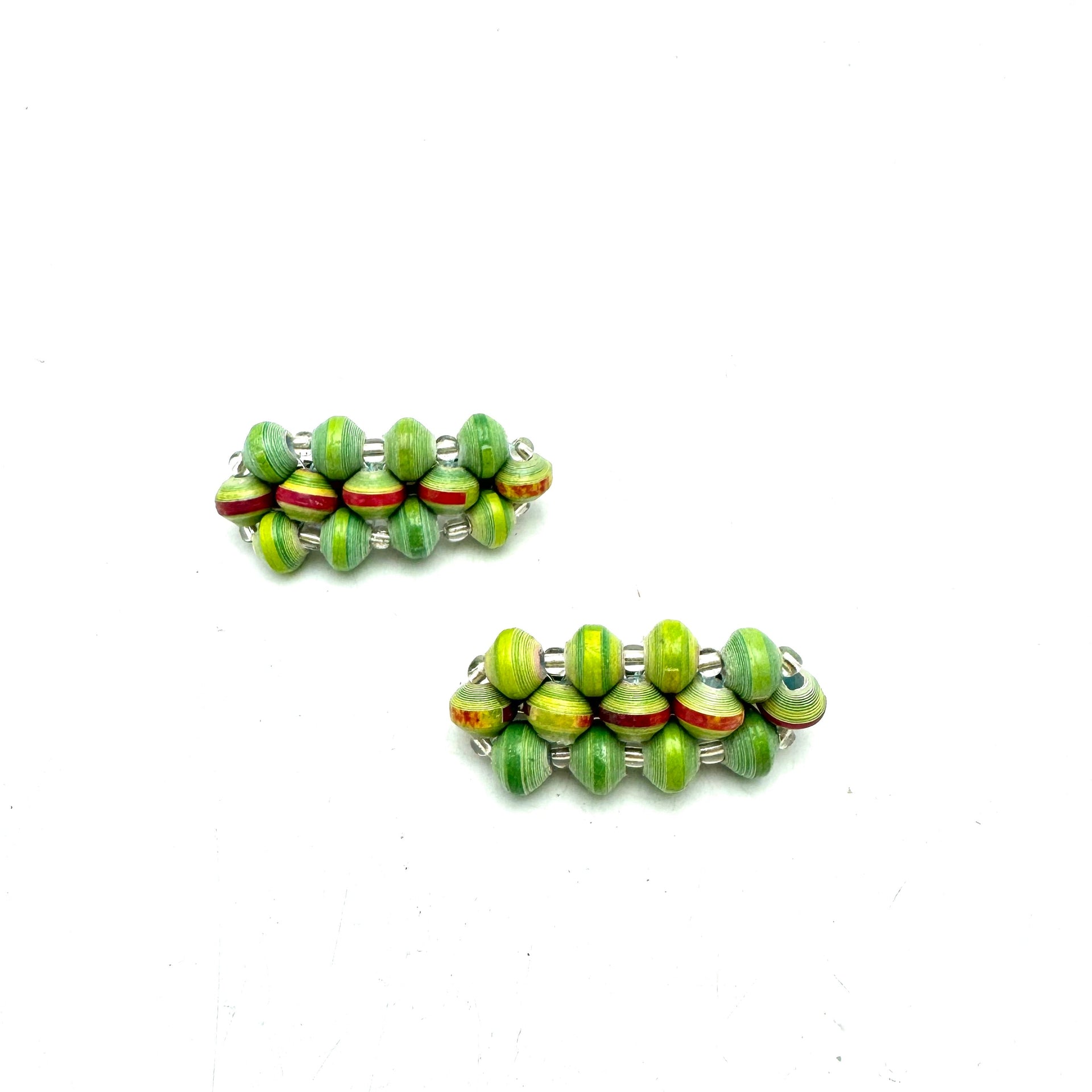 Paper Bead Hair Clips (Set of 2)- Green