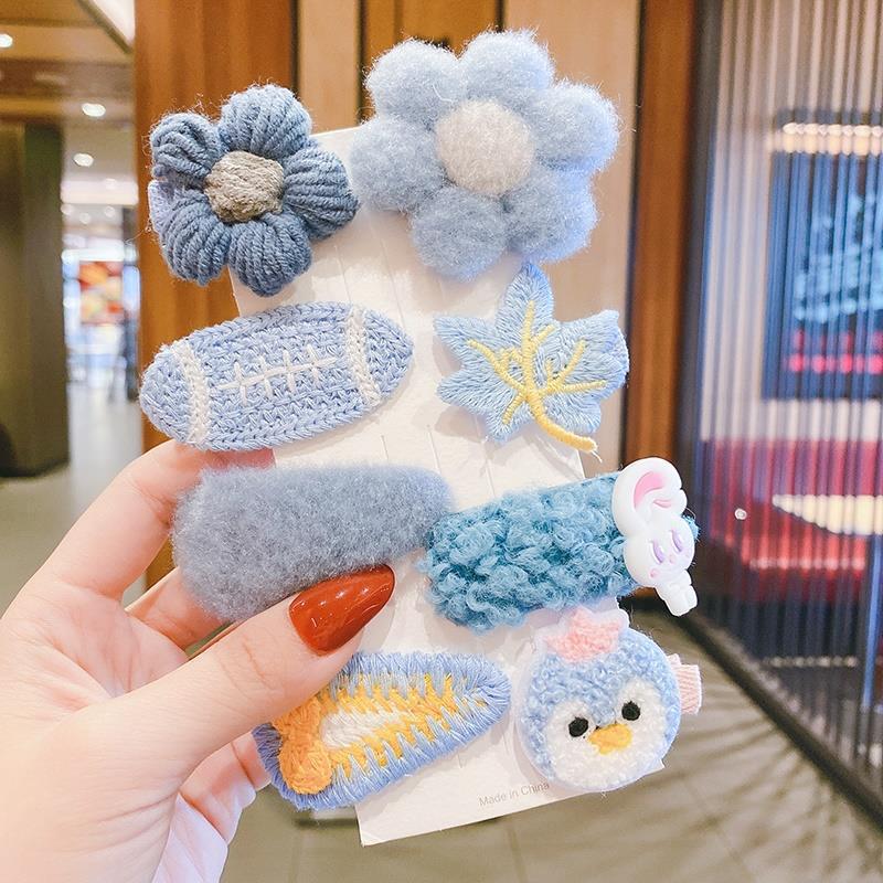 Milk Coffee Color Children's Plush Hairpin Net Red Bangs Side Hair Clip Autumn And Winter Lovely Japanese Clip