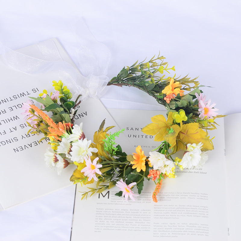 Flower garland scenic spot birthday wedding best friend bridesmaid headband small chrysanthemum flower wreath headwear