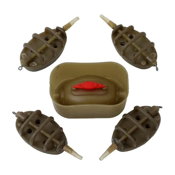 1 Set Bait Thrower Outdoor Fish Tackle Inline Method Feeder Mould Bait Plumb Set Carp Fishing Bait Holder Tool Accessory - Gifts for You 'n Me
