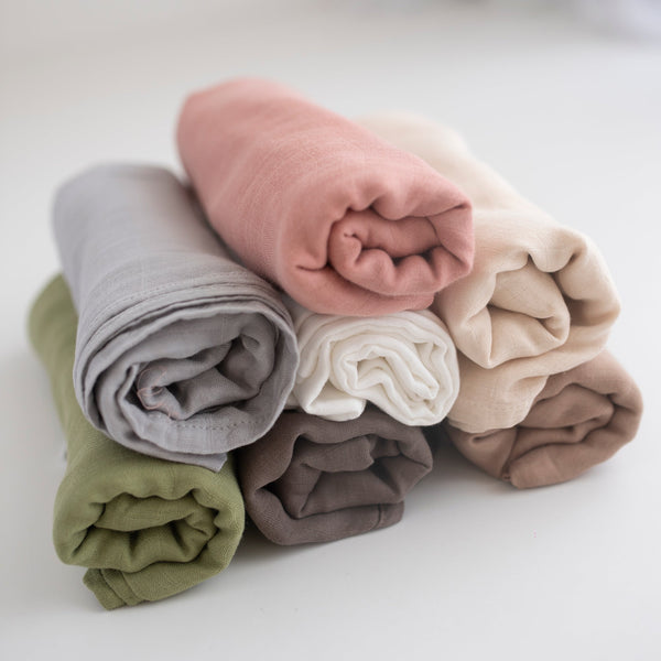 Muslin Swaddle Blankets - Soft Breathable Baby Swaddle Wrap, Bamboo Viscose & Cotton Receiving Blankets for Newborns, 2-Pack