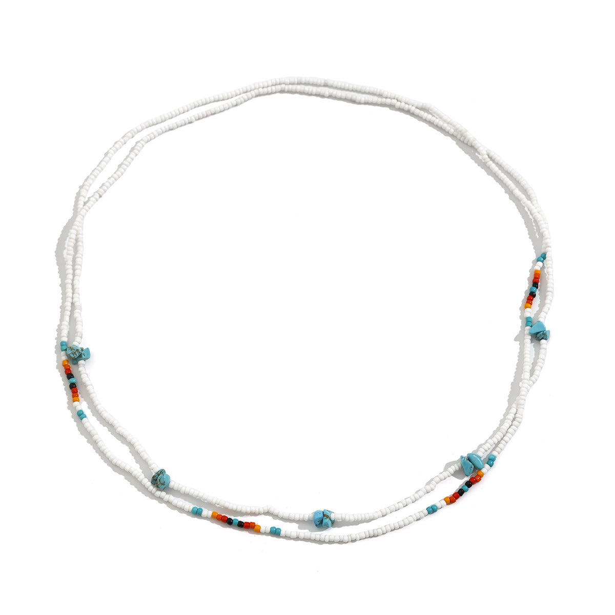 Sexy beach turquoise rice bead elastic waist chain for women's vacation style bead body chain