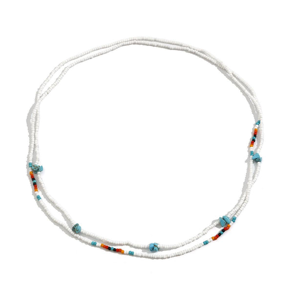 Sexy beach turquoise rice bead elastic waist chain for women's vacation style bead body chain