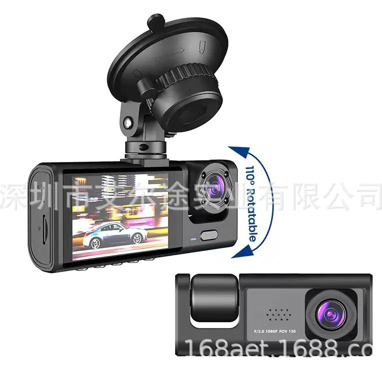 3-Lens 1080P Dash Cam with WiFi and Multilingual Support