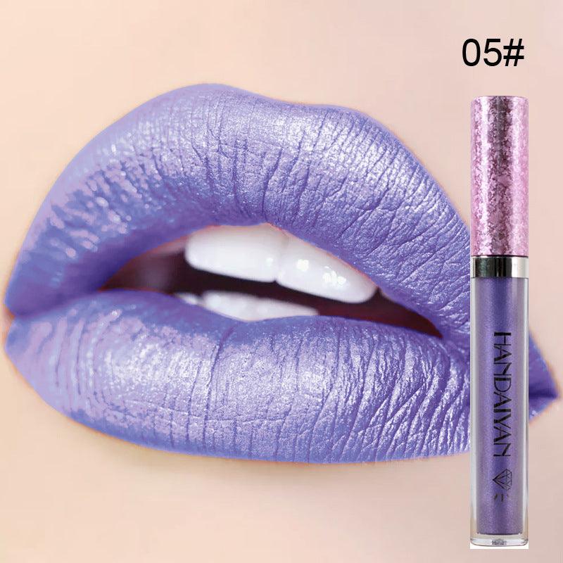 handaiyan Diamond Pearl Lip Gloss Non-Stick Cup Mermaid Lip Gloss Lipstick