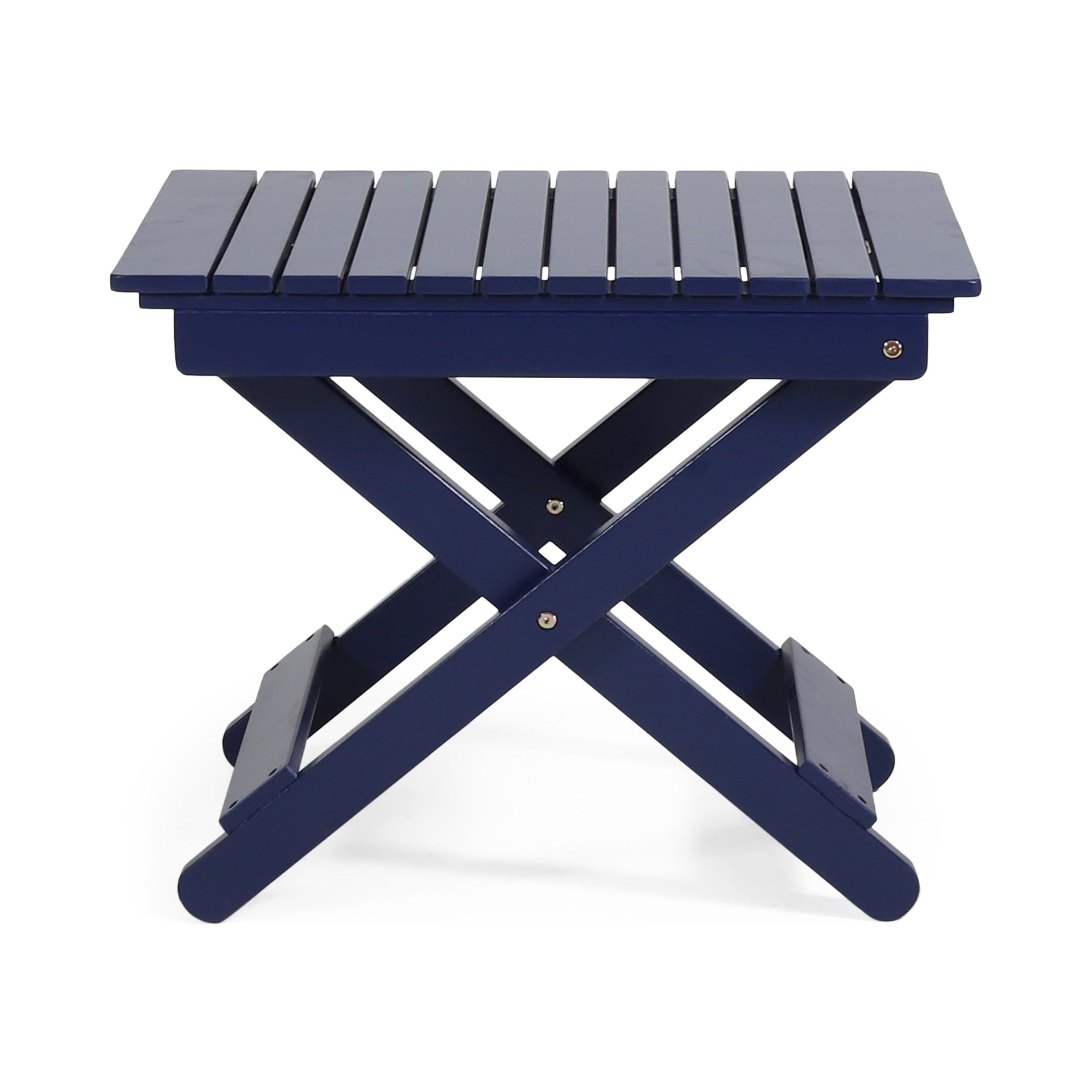Outdoor Folding Wooden Side Table, Navy Blue, 15