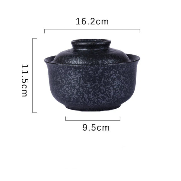 6.5 inch instant noodles bowl with cover bento box student underglaze color ceramic suit Lamian Noodles bowl canteen tableware