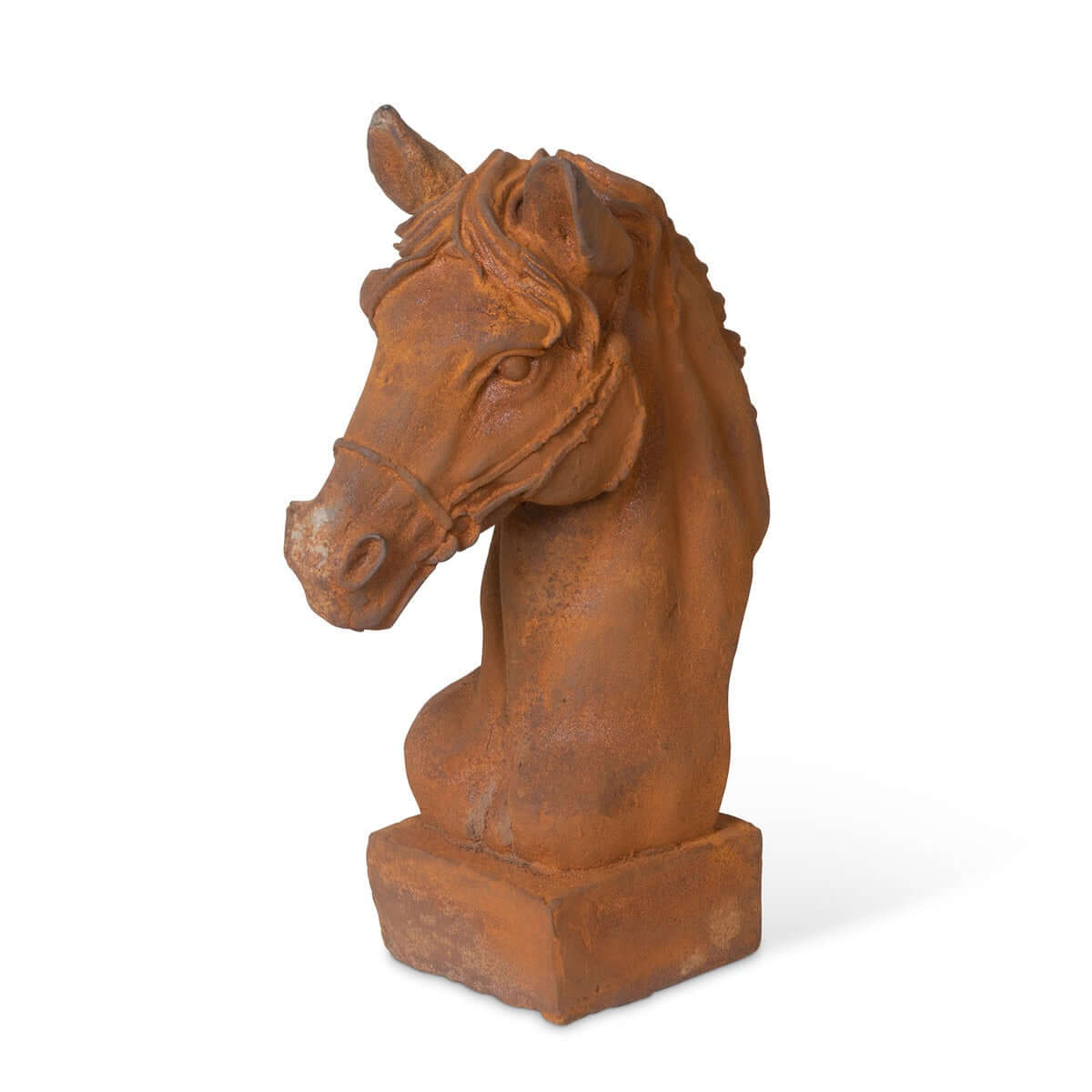 Aged Cast Iron Horse Head Sculpture for Equestrian Decor