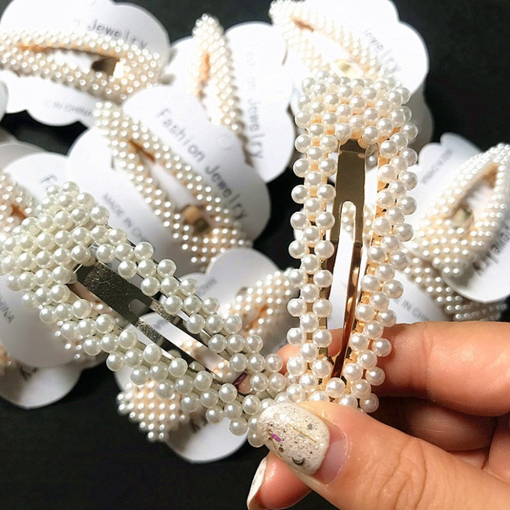 Women Bridal Vintage Faux Pearl Wrapped Hairpins Girl Glitter Accessory Gold/Silver Metal Alloy Hair Clip Water Drop Wedding