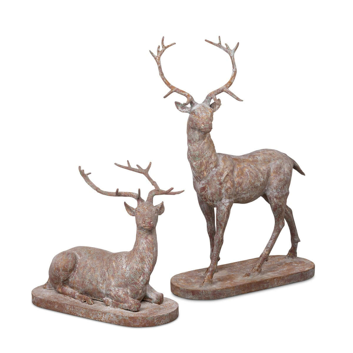 Antique Style Cast Iron Deer Statues (Set of 2)