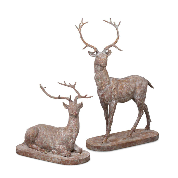 Antique Style Cast Iron Deer Statues (Set of 2)
