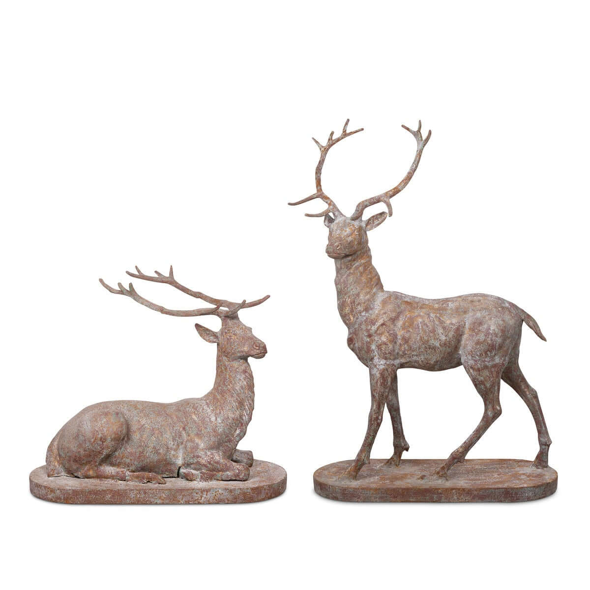 Antique Style Cast Iron Deer Statues (Set of 2)
