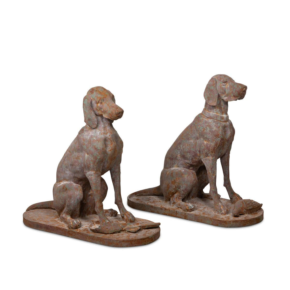Rustic Cast Iron Hunting Dog Sculptures (Set of 2)
