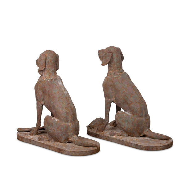 Rustic Cast Iron Hunting Dog Sculptures (Set of 2)
