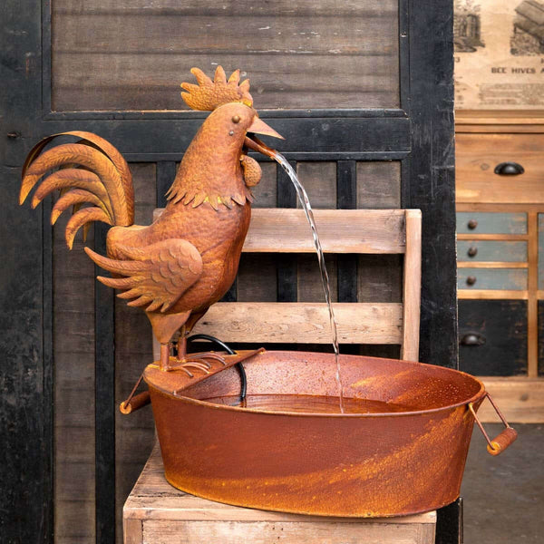 Vintage Farmhouse Rooster Fountain