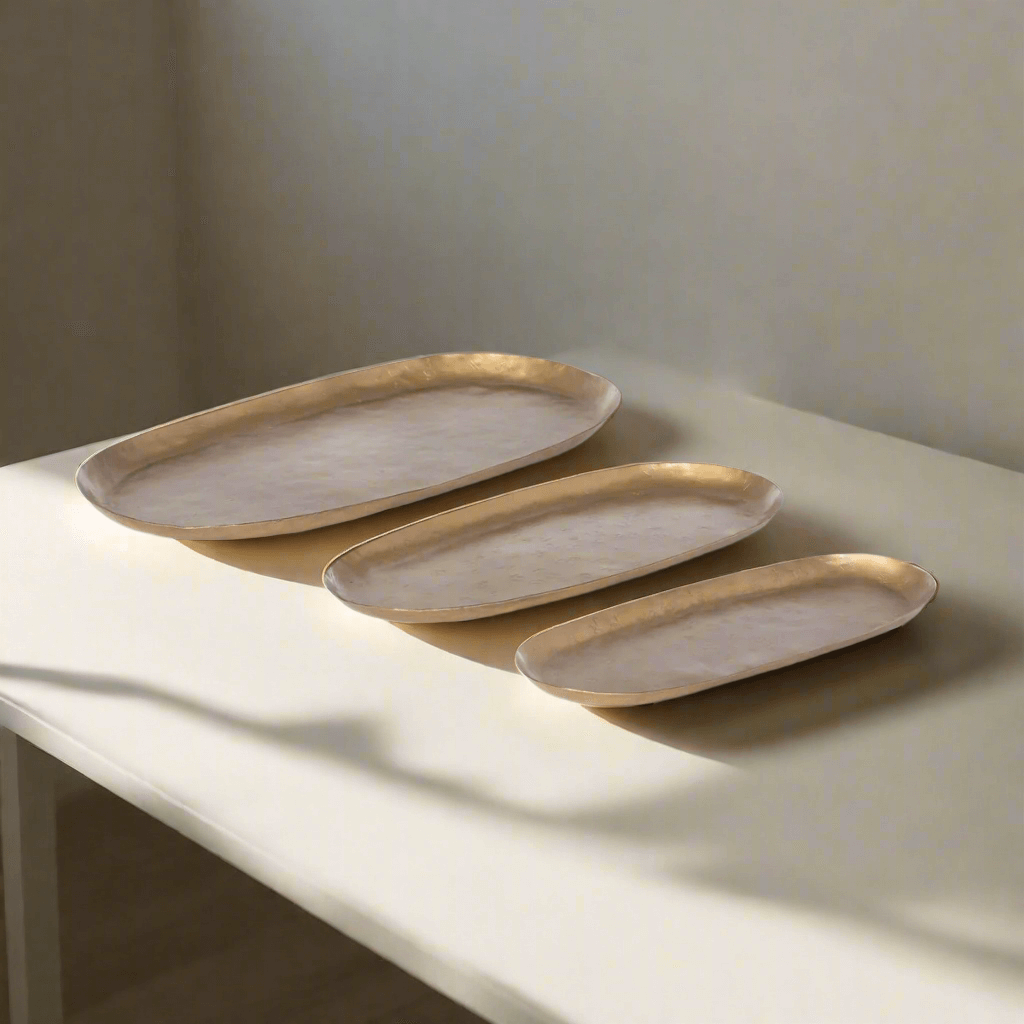 Vintage Gold Iron Serving Tray Set