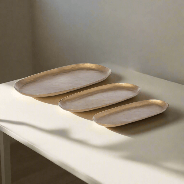 Vintage Gold Iron Serving Tray Set