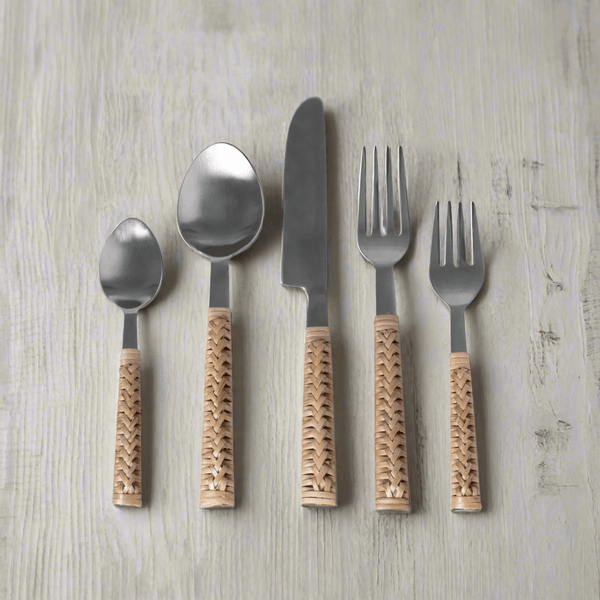 Handwoven Bamboo and Stainless Steel Cutlery Set